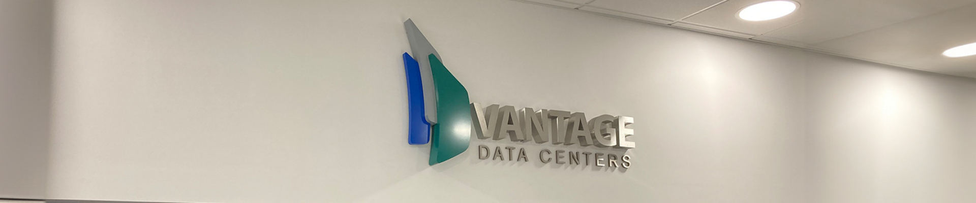 Company signs and wayfinding for Vantage delivered by Pearce Signs