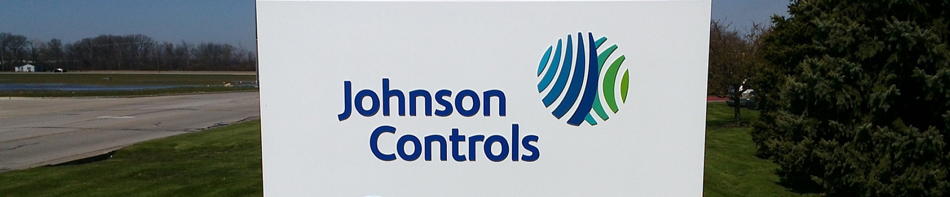 Brand identity and signage programme for Johnson Controls delivered by Pearce Signs.